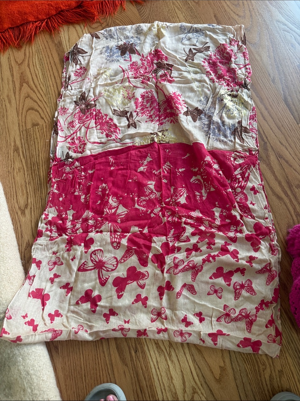 Express vintage Women's coral red infinity scarf Floral & Butterfly Maxi Skirt